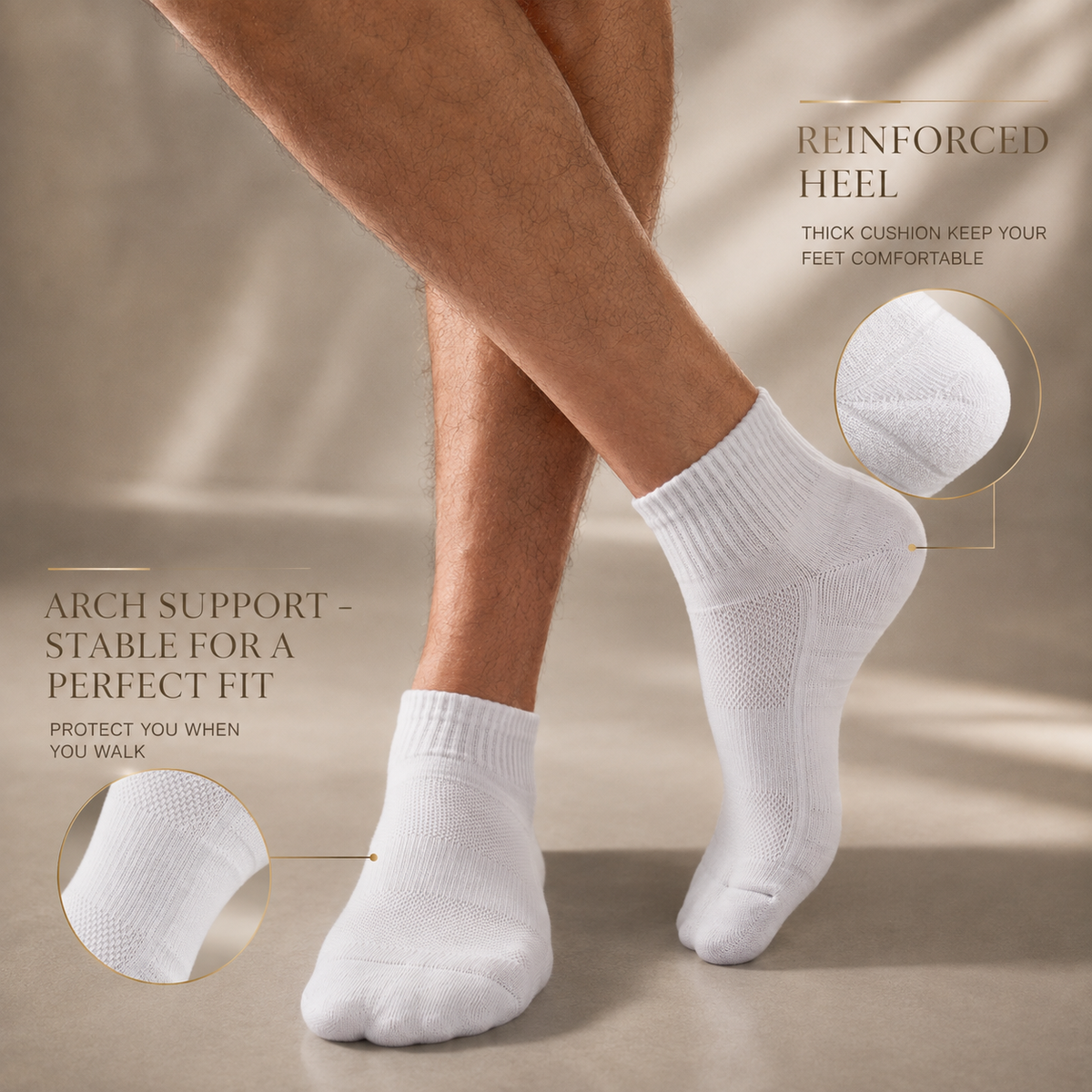 White Athletic Socks - Quarter Rise