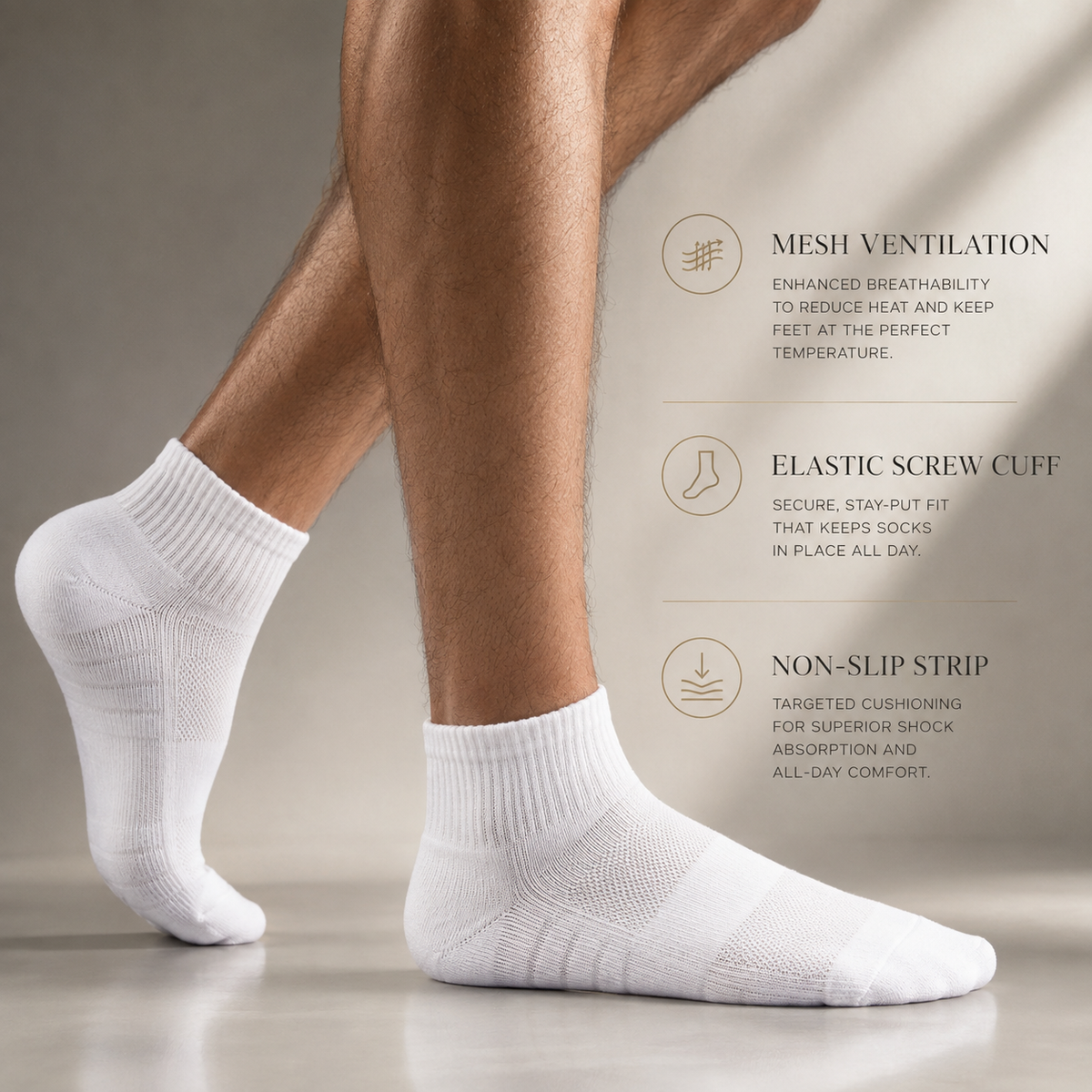 White Athletic Socks - Quarter Rise
